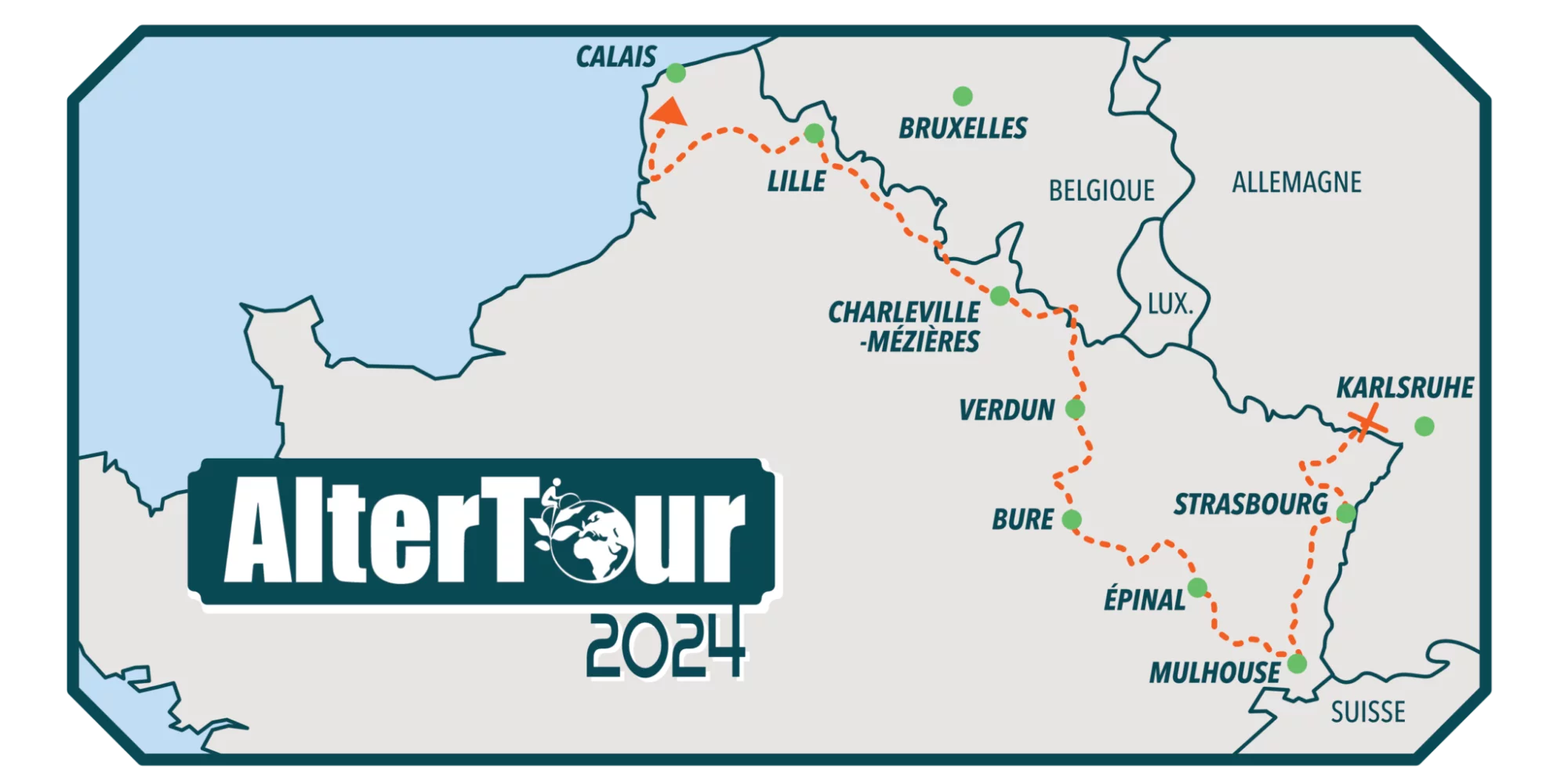 Altertour 2024 passe par Karlsruhe, Strasbourg, Mulhouse, Épinal, Bure, Verdun, Charville-Mézières, Lille, Calais